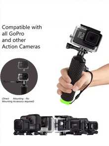 Black/Silver Floating Hand Grip Waterproof Monopod Accessories Set Compatible With Hero 13 12 11 10 9 8 7 6 5 4 3+ 2 1 Session, Suitable For Water Sports And Action Cameras - View 2