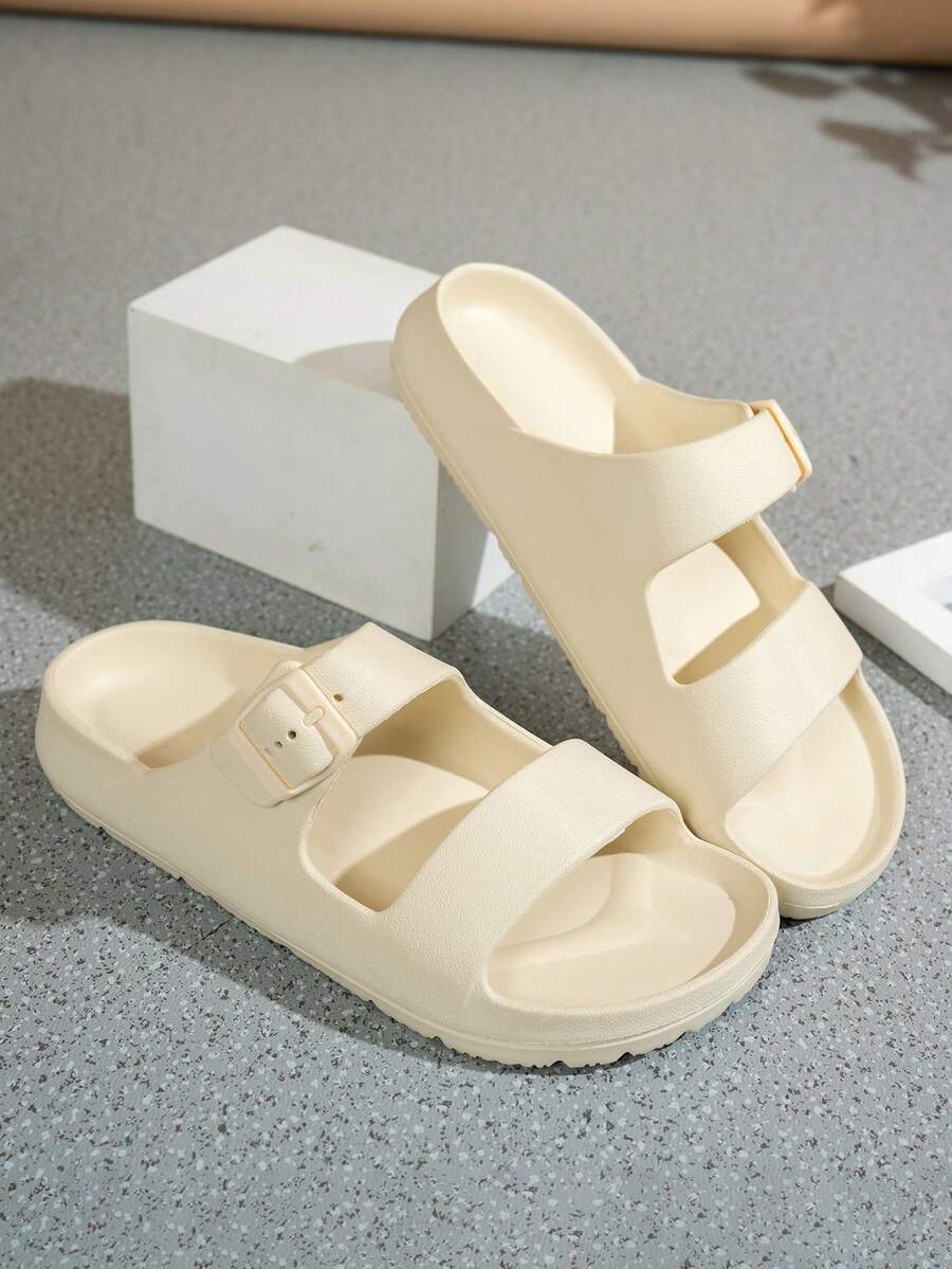 Women's Adjustable Buckle Slide Sandals, Versatile Comfortable Slippers For Outdoor, Vacation, Home Indoor Wear, All Season