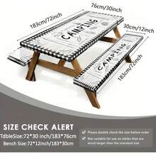 3pcs American Camping Style! Fishing Element Tablecloth & Chair Cover Set - Durable Polyester Elastic Edge Rectangular Outdoor Tablecloth Set, Suitable For Indoor, Patio, Camping, Party, Kitchen, With Elastic Hem Camping Decor Tablecloth - Multicolor - View 2