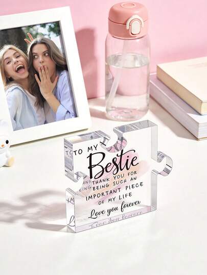 Syster, akrylpresenter från syster, akrylpusselpresenter till systrar, akrylpusselformad plakett, bordsdekorationer, bordsdekorationer, skrivbordstillbehör - vackert för bästa vänner, kvinnor, födelsedag, systerbröllop och mors dag-presenter från syster bror