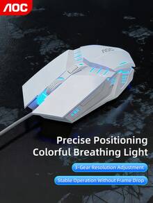 AOC Wired Gaming Mouse: Comfortable Grip, Excellent Control, Six-Level Resolution Switching, Breathing Light Effect, Vivid Rhythm, Plug And Play. - View 4