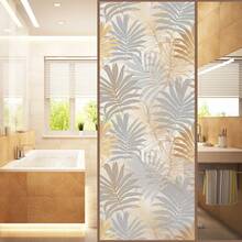 ihomeli Tropical Foliage Print Static Cling Window Film, Rustic PVC Privacy Glass Covering, Frosted Glass Sticker, Self-Adhesive & Semi-Transparent - Multicolor - View 4