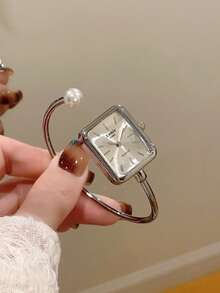 1pc Square Gold-Tone Bracelet Watch For Women, Minimalist & Fashionable, Suitable For Daily Wear And An Ideal Gift Choice - Gold - View 8