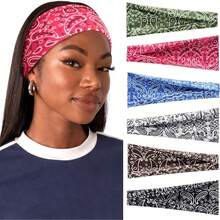 6pcs Women Headbands, Elastic Headbands Non-Slip For Yoga Exercise, Paisley Bohemian Pattern, Polyester - Multicolor - View 9