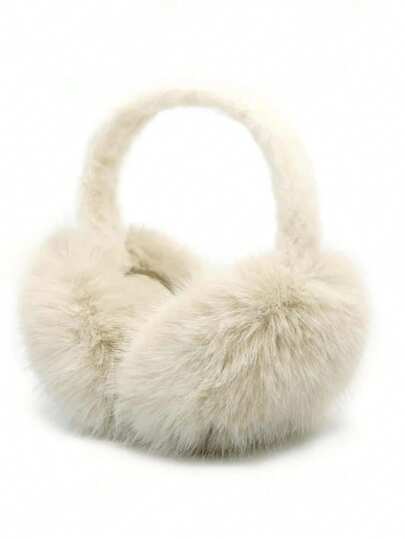 سماعات أذن شتوية للنساء، دافئة من الفرو الصناعي، قابلة للطي للبنات، من ألياف البوليستر (البوليستر)، شتوية (لون منطقة تلامس الأذن عشوائي)