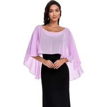 女士披肩，圆形，防紫外线，柔软伴娘披肩，前短后长，抗皱设计，婚礼罩衫，不对称多功能套头衫，适合伴娘、婚礼、晚礼服罩衫，春夏秋季均可穿着。 - 彩色 - 查看 10