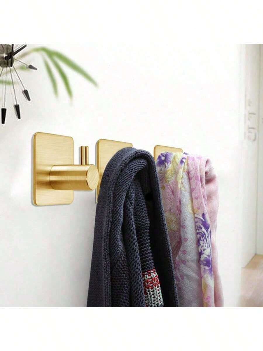 Ganchos de pared autoadhesivos de acero inoxidable de 1/4 pulgada, ganchos adhesivos resistentes, sin necesidad de perforar, adecuados para toalleros, percheros, portallaves, etc. - por favor elige - Ver 1