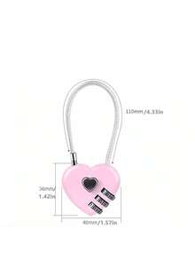 1pc Multi-Color Password Lock Pendant, Heart-Shaped Decorative Lock With Steel Wire Rope, Suitable For Luggage, Backpack, Home, Dorm, Cabinet, Gym, Mini Size - Multicolor Love Lock - View 13