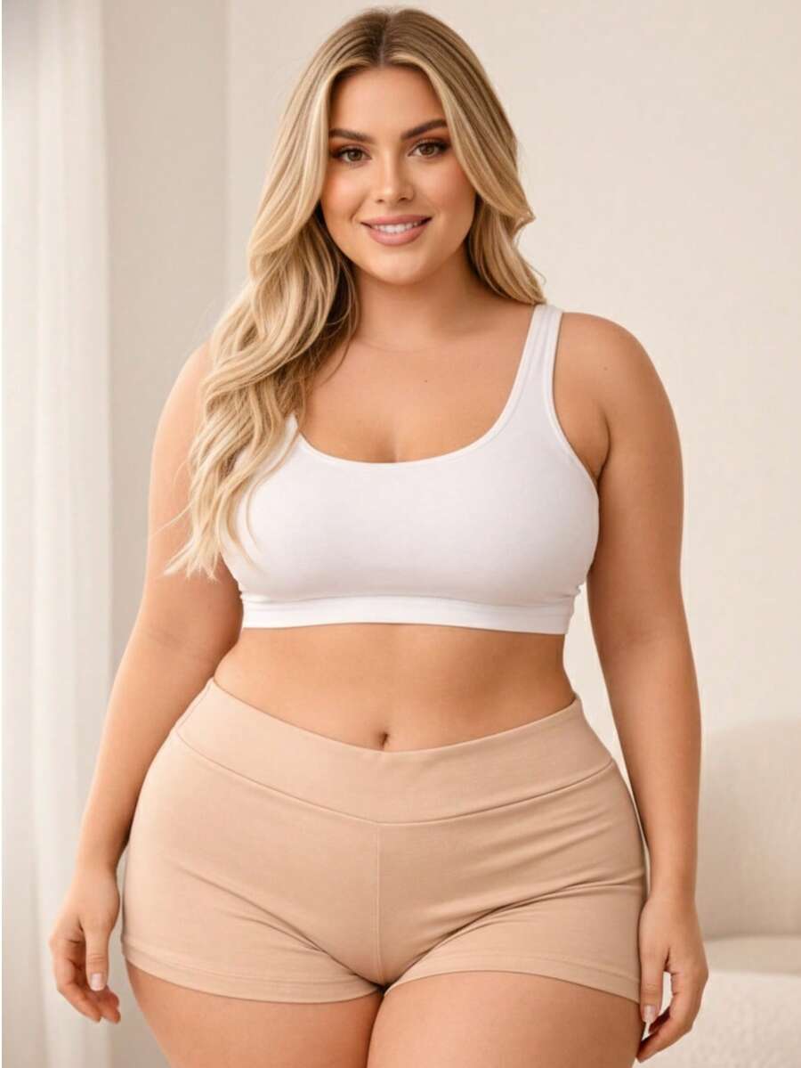 Kit 5 Shortinho Plus Size Cós Reforçado Largo Gordinha Short Grande Segunda Pele Usar Debaixo de Vestido Anágua Curtinho Não Marca Moda Intima Tamanho Grande 48 50 52 54