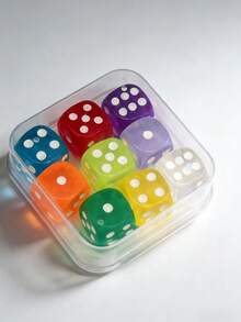 1 caja/3 cajas, Juego de 9 dados transparentes de 14mm en caja - Ver 1
