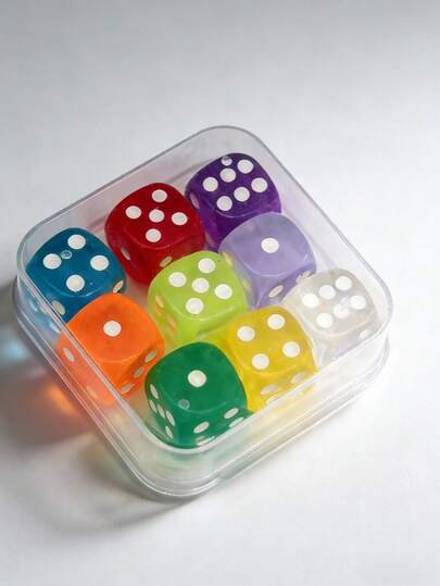 1box/3boxes,9-Piece Transparent 14mm Dice Set In Box