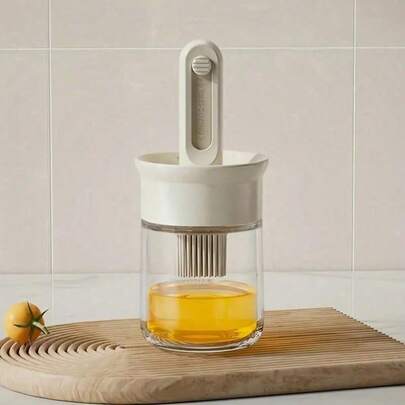 1pc Expandable Silicone Oil Brush, Paired With High-Transparency Glass Bottle, Precise Oil Control To Avoid Waste, Suitable For Kitchen Baking, Outdoor Grilling, Applicable For Valentine's Day, Ramadan, Eid Al-Fitr