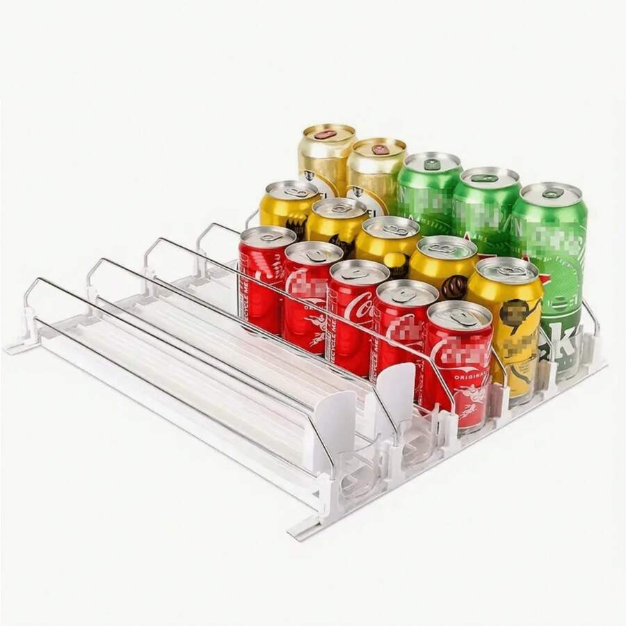 1set/4pcs Beverage Dispenser, Refrigerator Bottle & Can Storage Box With Upgraded Double-Deck Shelves And Positioning Clips, Kitchen Organizer, Wardrobe Storage, Desktop Organizer - Multicolor - View 1