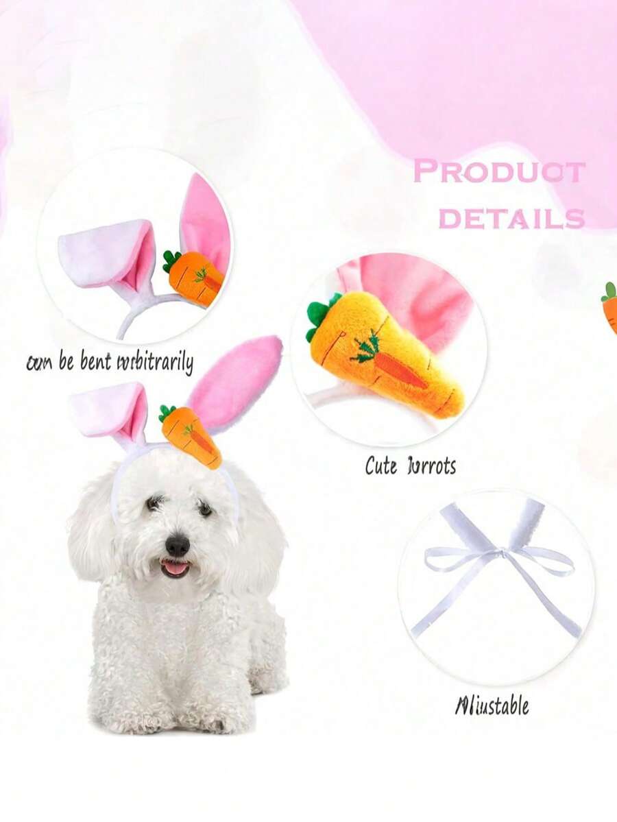 毛绒兔耳宠物头箍，适合宠物装扮、万圣节、复活节及其他宠物配饰。也是最可爱的宠物生日礼物。宠物用品、宠物装饰、宠物头饰、宠物配件。 - 彩色 - 查看 1