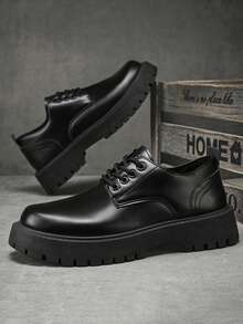 男士黑色正装商务休闲皮鞋，百搭时尚正装鞋，适合工作、婚礼等场合，系带乐福鞋，春秋季款 - 黑色 - 查看 14