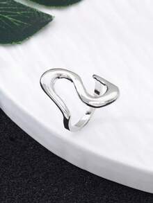 1pc Fashionable Versatile S-Shaped Twisted Geometric Ring, Suitable For Daily Wear - Silver - View 4