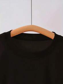 Linda Playera Motivacional de Verano para Niña, Estampado Flores Líneas Simples y Frase Sin lluvia no flores |   Ropa de niña, Ropa de niño, Conjuntos para niña - Negro - Ver 3
