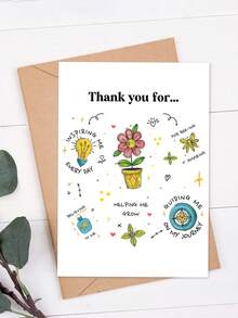 1pc Thank You Teacher Card For Helping Me Grow, Teachers' Day & End Of Term Appreciation Gift - Multicolor - View 3