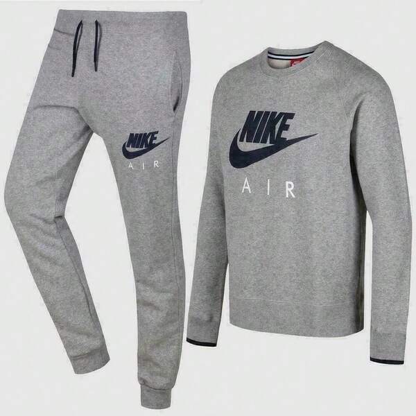 Nike Air AW77 Fleece Crew Neck Jogsuit Grey FREE UK DELIVERY Regular Fit 80% Cotton 20% Polyester Machine Washable