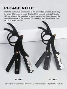 1 Black Scraper+10 Blades;Unisex Folding Travel Straight Edge Razor Set With Ultra-Thin Stainless Steel Double-Sided Blades, Suitable For Home And Salon Beauty Use - Knife Holder - View 9