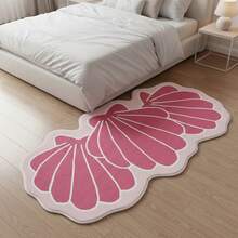 1pc Soft Pink Shell Shaped Area Rug - Adorable Seashell Pattern, Non-Slip Backing, Machine Washable, Comfortable Bedroom Decor For S Room Or Play Area, Whimsical Decorative Washable Rug For Living Room - Multicolor - View 1