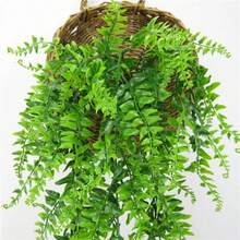 仿真植物綠色人造吊掛蕨類植物－逼真蕨類藤蔓，適用於婚禮裝飾、生日派對、花園活動，室內外皆可用－高品質，無需用電，戶外植物｜裝飾藤蔓 - 綠色 - 查看 4