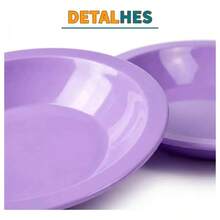 Set Of 10 Round Plastic Deep Plates For Meals - Lilac - View 2