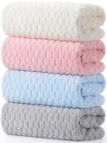 Peryiter 4 Pcs Microfiber Bath Towels 27.6 X 55 Inch Large Colorful Sheets Set With Loop Soft Absorbent Quick Dry Plush Bathroom Towel For Adults Dorm Spa Gym Travel(Pink, Blue, White, Gray) - 彩色 - 查看 8