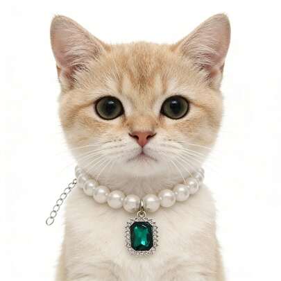 Adjustable Faux Pearl Cat/Dog Necklace, Elegant & Stylish Pet Collar, Durable & Non-Shedding, Suitable For Cats & Dogs