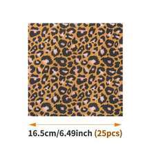 Bộ đồ dùng tiệc dùng một lần 10 người gồm đĩa, khăn ăn và cốc in họa tiết da báo màu nâu, thích hợp cho sinh nhật, đám cưới, tiệc theo chủ đề, dã ngoại gia đình. - Kiểu 5 - Xem 8