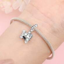 CYMYSS 1件可爱卡通风格925镀银镶嵌立方氧化锆海龟母子吊坠，女士珠宝礼物，情人节/生日礼物 - 彩色 - 查看 5