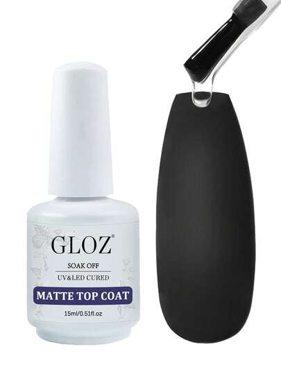 GLOZ 15ml Matte Gel Top Coat For Gel Nail Polish, Proof Matte Top Coat No Wipe Powder-Resist Matte Finish For Detail Powder Painting And Long Lasting Fall Nail Gifts For Women