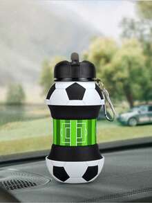 550ml Soccer Ball Foldable Silicone Cup Portable Collapsible Water Cup With Carabiner For Kids Outdoor Sports Travel Camping - Multicolor - View 9