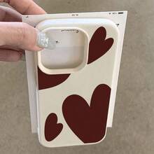 1 chiếc ốp lưng điện thoại TPU mềm hình trái tim màu đỏ lãng mạn, họa tiết vải thiều, tương thích với dòng Apple 17 16 15 14 13 12 11 Plus Pro Max, ốp bảo vệ cá nhân hóa theo phong cách INS, tối giản và thời trang. - Nhiều màu 3 - Xem 2
