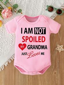 Playful 'I AM NOT SPOILED, MY GRANDMA JUST Loves ME' Baby Romper - Unisex Infant Romper For Grandma'S Love Themed Outfits, For Outdoor - Hồng - Xem 1