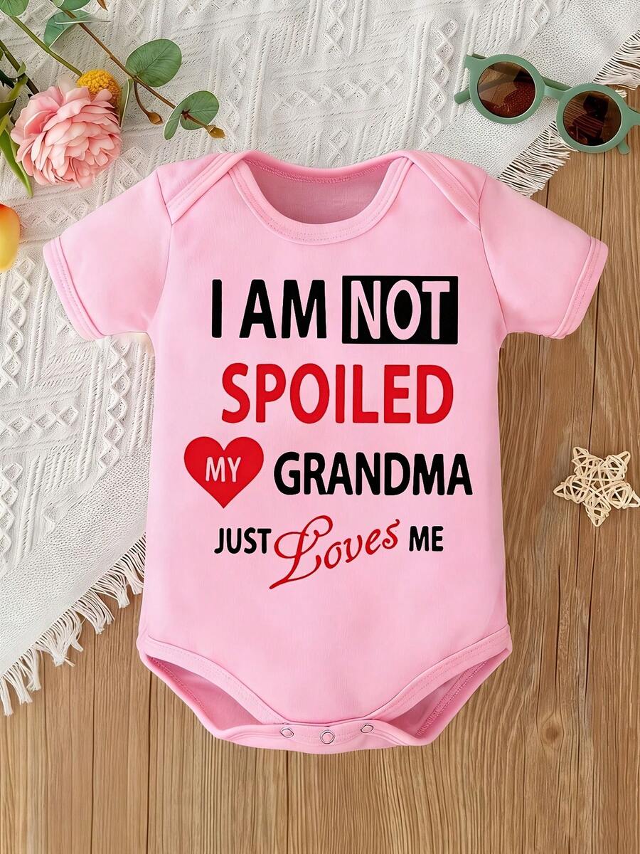 Playful 'I AM NOT SPOILED, MY GRANDMA JUST Loves ME' Baby Romper - Unisex Infant Romper For Grandma'S Love Themed Outfits, For Outdoor - Hồng - Xem 1