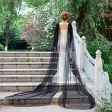 1件极简主义新娘婚礼配饰，3米长柔软时尚单层教堂式头纱 - 彩色 - 查看 5