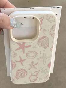 1pc White Starfish & Pattern Full Coverage TPU Shockproof Phone, Compatible With 16, 15, 14, 13, 12, 11 Pro, Series - Màu hỗn hợp - Xem 1