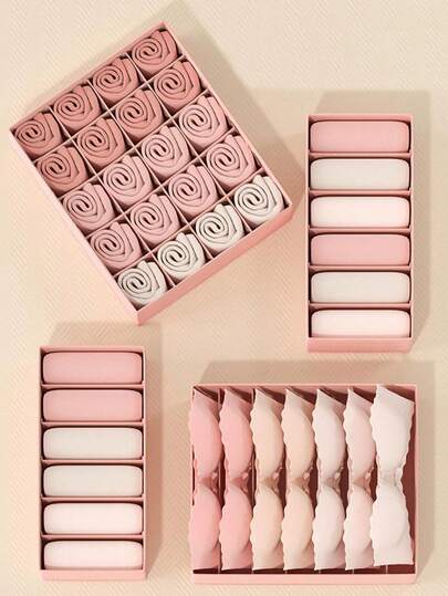 1pc Pink Drawer-Style Multi-Compartment Bra, Underwear & Socks Organizer Box, Suitable For Wardrobe, Bedroom, Dorm, Space-Saving, Can Also Be Used As Decor For Holiday, Room, Home, Bedroom - Fits Dresses, Pants, Shoes, Jeans, Boots, Skirts,Storage Organizer,Travel Essential
