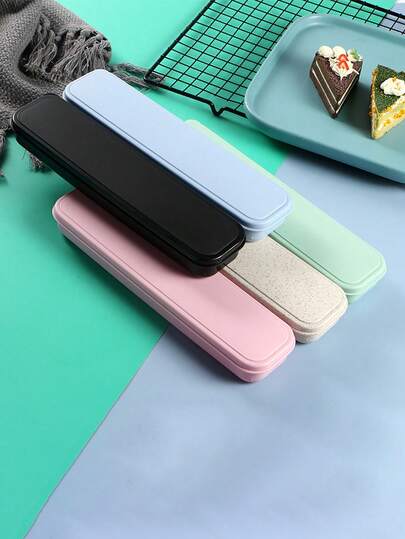 Caja de cubiertos de paja, Juego de cubiertos de viaje portátil, Lima de uñas, Pincel de maquillaje, Cuchillo, Tenedor, Cuchara, Palillos, Estuche, Caja de almacenamiento con tapa, Juego de cubiertos de viaje, Caja de almacenamiento grande para cubiertos