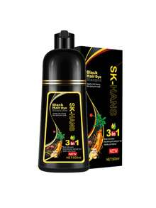 Shampoo tinte de jengibre color negro botella de 500ml, champú tinte negro 3 en 1 para teñir el cabello, cobertura de canas - Negro - Ver 9