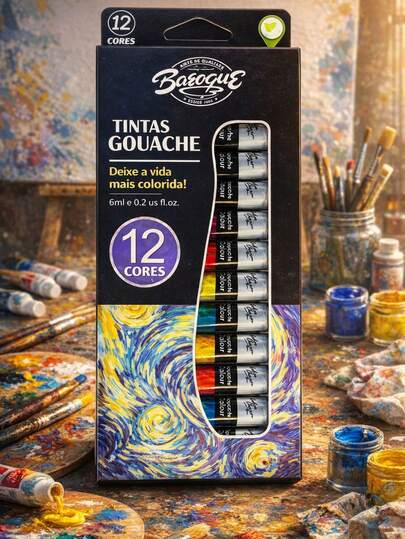 Kit Tintas em Bisnagas 6ml – Guache, Acrílica, Óleo e Base de Água