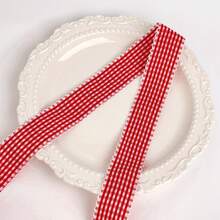 2 Yards Red Exquisite Plaid Ribbon, Lace Trim Ribbon, Bouquet Decorative Satin Ribbon, Suitable For Handmade Bouquets, Gift Wrapping, Party Decor, Floral Design, Gift Ribbon, Event Decoration, Floral Ribbon - 1pc Red - View 5