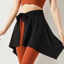 1pc Sports Casual Skirt, Fitness Anti-Flashing Yoga Pants, Adjustable Tie Waist One-Piece Covering Skirt - One-piece - View 5
