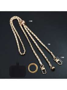 枪形黑银链条PU皮革可调节长挂绳，带透明卡套 - 彩色 - 查看 15