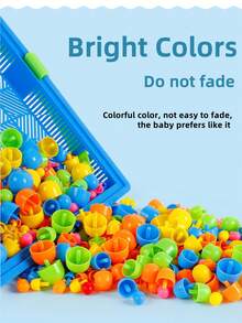 296pcs Set Mushroom Nail DIY Toy, Children Educational Intelligent 3D Puzzle Pegboard, 3D Mosaic Nail Art Game, 296pcs + 84pcs Alphabet Number Nail, Gift For Boys & Girls, Birthday, Christmas, New Year, Preschool - 296PCS Mushroom Nails - View 7