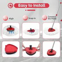 Spin Mop Mop Compatible With O Cedar 1 System, 2 Microfiber Mop Heads Replacements, 58 Inch Mop Replace Handle, 1 Scrub Brush Attachment And 1 Mop Base Ocedar EasyWring Spin Mop - L-5 - Xem 8