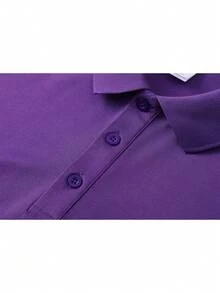 Áo polo thể thao nam màu tím trơn, chất liệu polyester, dáng rộng, mềm mại và nhẹ. - Màu tím - Xem 6