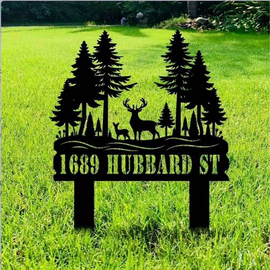 Vintage Garden Stake With Customizable Address And Animal Theme 1pc Christmas Decorative Yard With Stand Floor Mount For Home And Wedding Decor Without Electricity Or Batteries