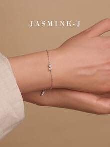 1pc S925 Sterling Silver Bow Bracelet,Double Heart Bow Bracelet,Sterling Silver Women's Bracelet,Minimalist Design,Suitable For Everyday Wear - Multicolor - View 9